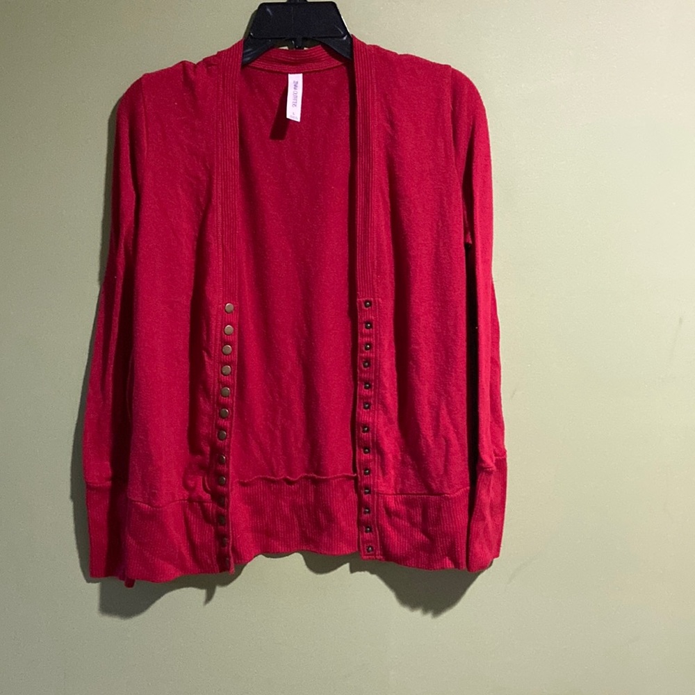 Red cardigan
